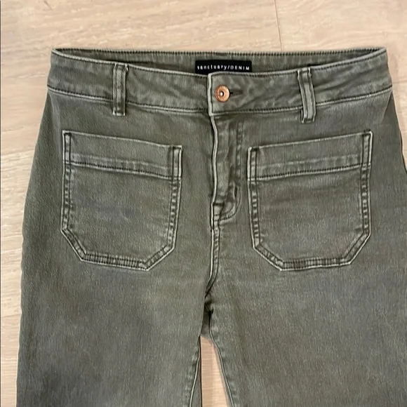 Sanctuary The Marine Olive Wide Leg Crop Jeans - Size 26 - Picture 8 of 9